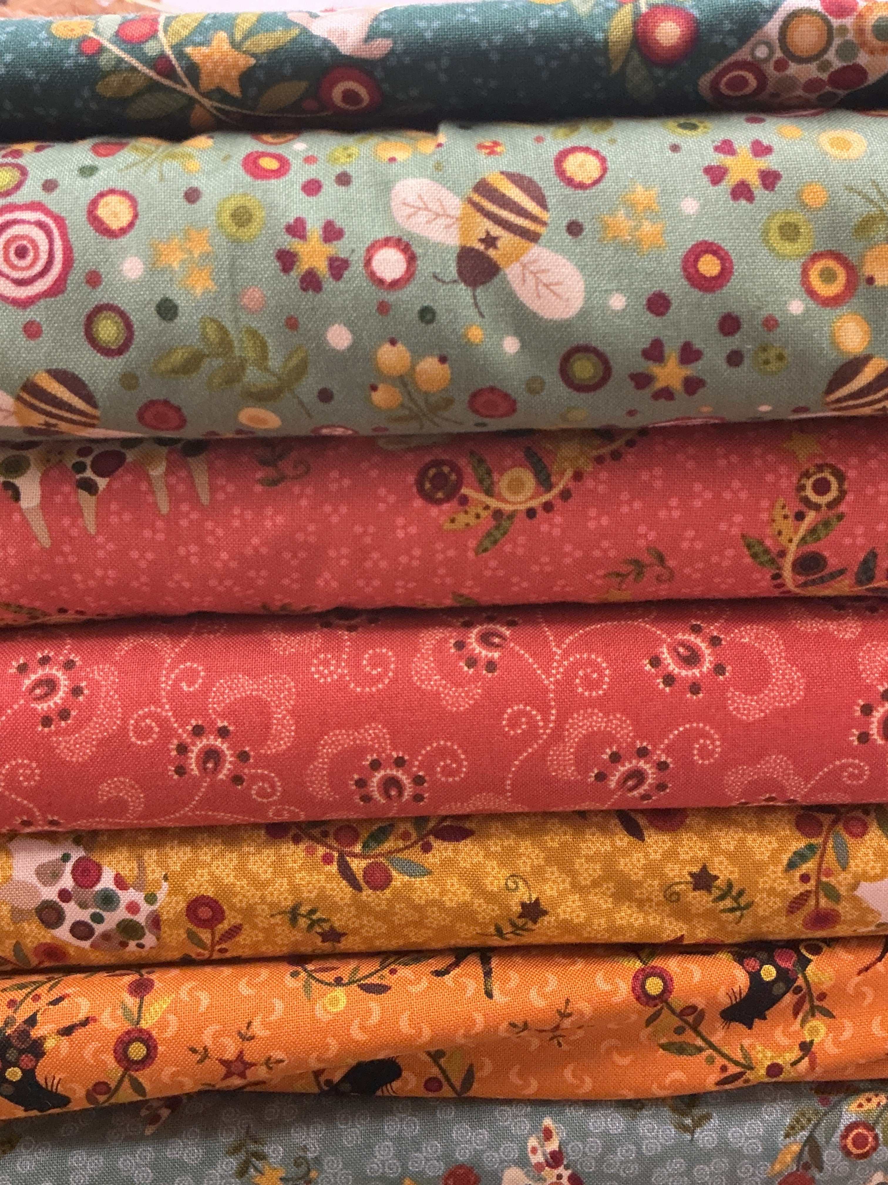 Six-Pack Party quilting fabric bundle with seven coordinating 20-inch cuts for sewing projects