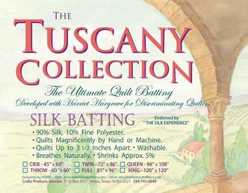 Hobbs Tuscany Silk Batting Queen size 90x108 inches soft breathable quilt material