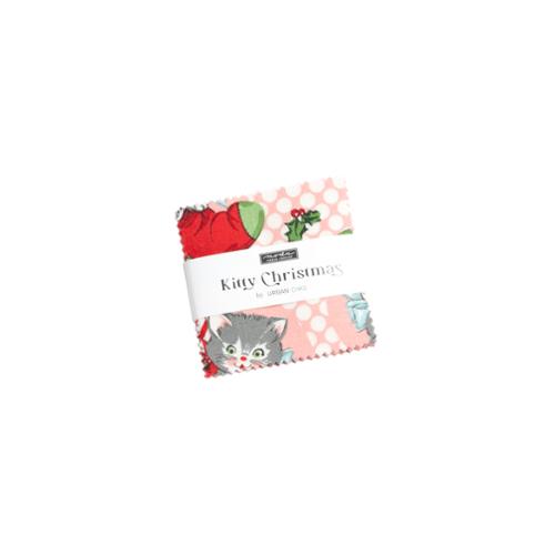 42 pieces Kitty Christmas Mini Charm fabric squares by Urban Chiks for Moda Fabrics