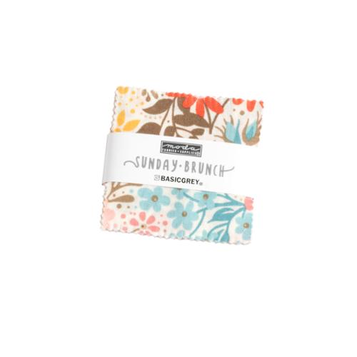 Sunday Brunch Mini Charm collection by Basic Grey with 40 Moda Fabrics 2.5-inch precut squares