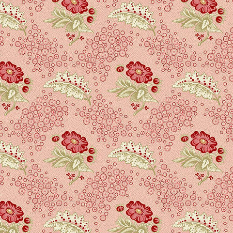 Forest Glen Camellia pink quartz floral fabric by Renee Nanneman for Andover Fabrics