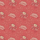 Forest Glen Camellia Raspberry floral fabric by Renee Nanneman featuring 1870s botanical design with raspberry and pink flowers on green background