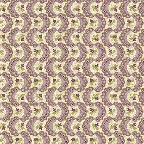 Forest Glen Ruffle Heather fabric by Renee Nanneman featuring botanical meadow plants and floral patterns in soft heather tones