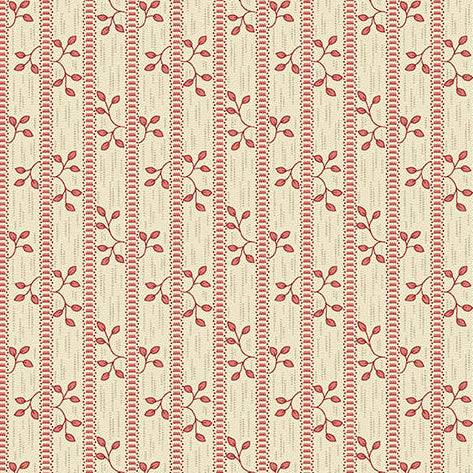 Forest Glen Vines Raspberry fabric with botanical raspberry and floral design by Renee Nanneman