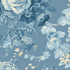 Special Delivery Rose Bouquet fabric with vintage florals and postal motifs in blue and cream tones