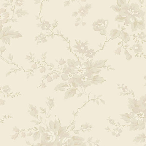 Special Delivery Heirloom Rose Cream fabric by Laundry Basket Quilts with vintage florals and postal motifs