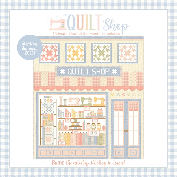 Quilt Shop BOM Quilt Kit featuring Handmade Sweetness pattern and fabrics by Heather Briggs for Moda Fabrics pre-order option with quilt top and backing