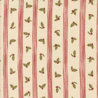 Old World Yuletide Holly Stripes fabric with eggshell background and red stripes by Moda Fabrics