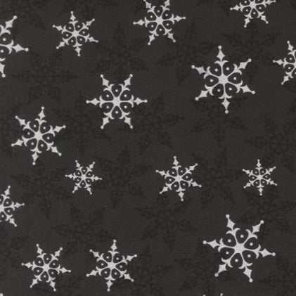 Winter Friends charcoal black fabric with white snowflakes by Deb Strain for Moda Fabrics