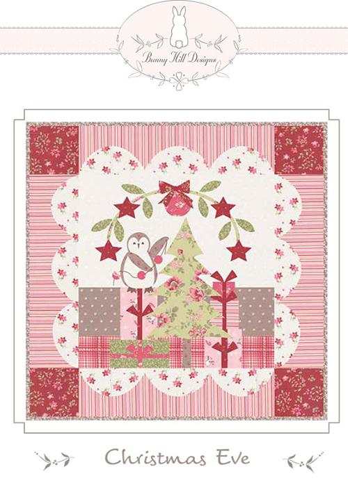 Christmas Eve Pillow Pattern by Bunny Hill Design featuring festive tree, owl, and presents for holiday decor