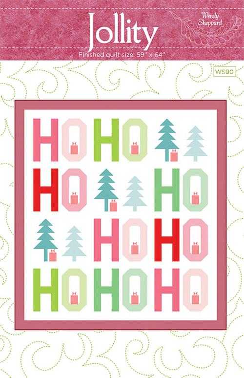 Jollity pattern Christmas quilt by Wendy Sheppard with HOHOHO design, 46x49 inches