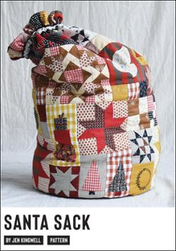Santa Sack Sewing Pattern with pieced and appliqué holiday design by Jen Kingwell Designs