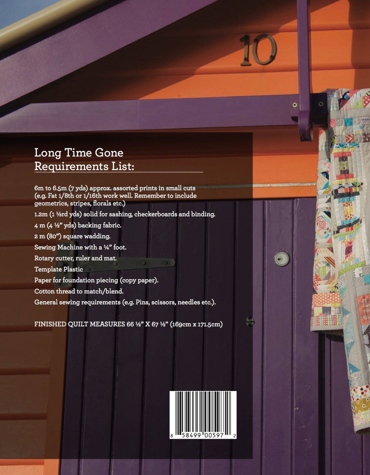 Long Time Gone quilt pattern booklet by Jen Kingwell with colorful traditional patchwork design