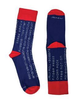 Moda Words Socks close-up showing fabric texture and design