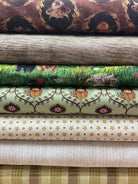 Set of seven 20-inch coordinating fabrics for Six-Pack Party quilting bundle