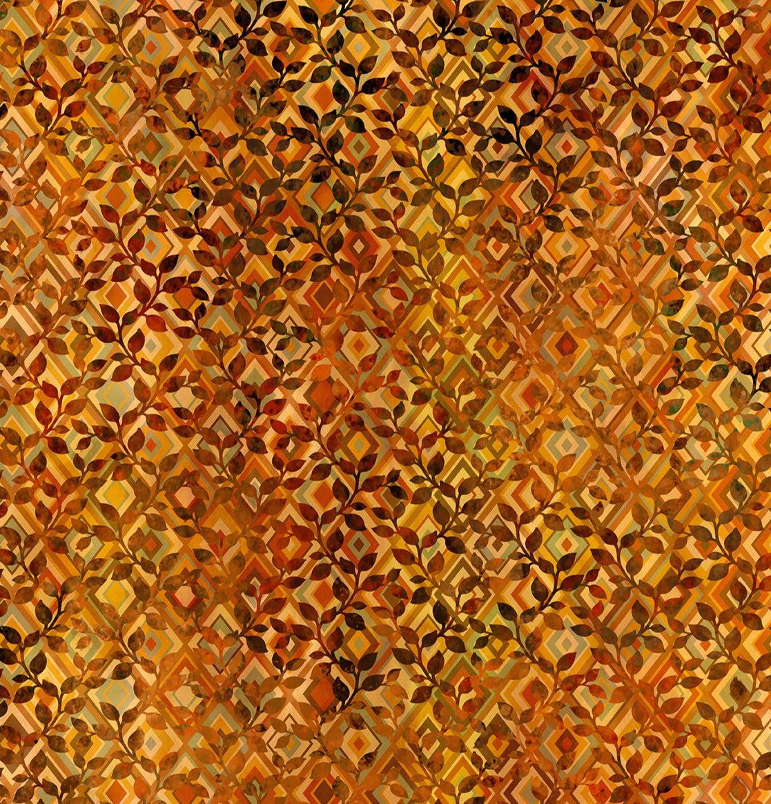 Falling Leaves fabric by Jason Yenter with colorful autumn diamond leaf pattern