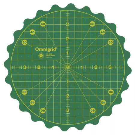 Omnigrid 360 degree 8 inch green rotating cutting mat with non-slip base and angle markings