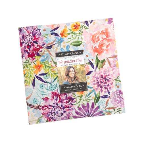 Soulstice Layer Cake 42 vibrant floral fabric squares by Laura Muir for Moda Fabrics