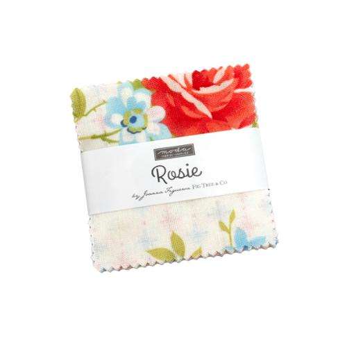 Rosie Mini Charm Pack by Joanna Figueroa with 42 floral 2.5-inch fabric squares for quilting