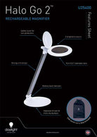 Halo Go 2 rechargeable magnifying lamp with 5 diopter lens and USB-C charging