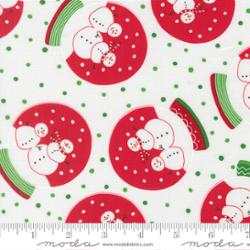 Festive Snow Time fabric with snowmen and holiday motifs in Winter White by Me & My Sister for Moda Fabrics