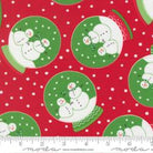 Snow Time holiday fabric with snowmen and poinsettia red by Me & My Sister for Moda Fabrics
