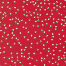 Close-up of Snow Time fabric in Poinsettia Red with snowmen and holiday motifs by Me & My Sister for Moda Fabrics