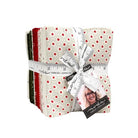 Joyful Gatherings II fat quarter bundle with festive Christmas motifs in reds, greens, and creams by Lisa Bongean for Moda Fabrics