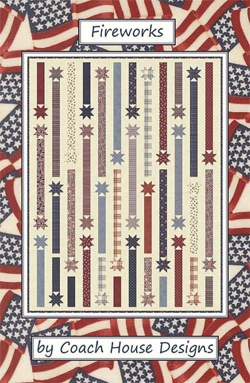 Fireworks Quilt Pattern by Barb Cherniwchan with colorful quilt design and 50x66 inch size