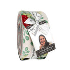 When Snow Falls Jelly Roll fabric strips with cardinals, chickadees, winter stockings, and festive greenery by Deb Strain
