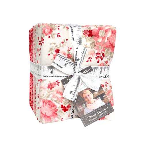 Petals and Polka Dots fat quarter bundle with cherry red, soft pink, and creamy white floral and polka dot designs by Anne Sutton