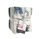 Pre-order Breathtaking Blues fat quarter bundle with 30 blue and cream fabric pieces by 3 Sisters for Moda Fabrics