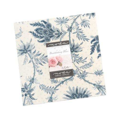 Pre-Order 42 Breathtaking Blues Layer Cake squares by 3 Sisters in blue and cream colors