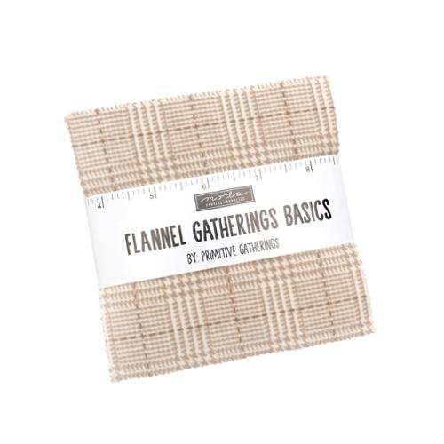 Pre-Order Charm Pack 42-piece Flannel Gatherings Basics by Primitive Gatherings for Moda Fabrics
