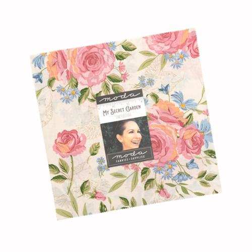My Secret Garden Layer Cake fabric pack with floral garden design by Stacy Iest Hsu for Moda Fabrics pre-order