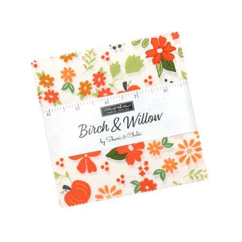 Birch & Willow Charm Pack by Sherri & Chelsi with autumn floral fabric squares for quilting