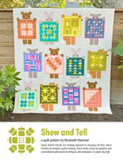 Show & Tell Quilt Pattern featuring forest animals foxes, bunnies, deer, and bears in patchwork quilt designs
