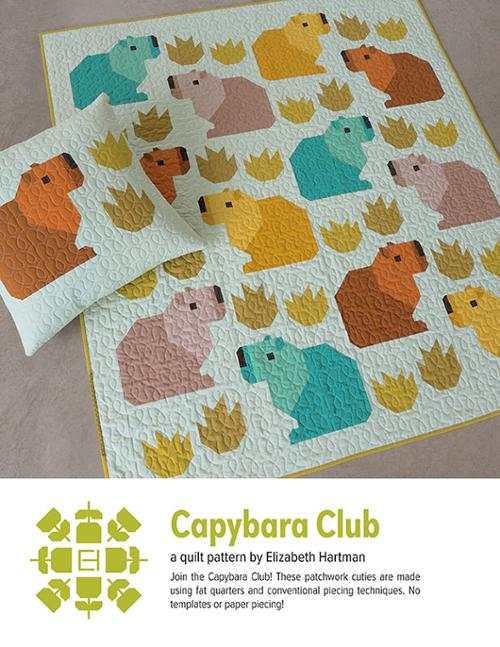 Capybara Club Quilt Pattern patchwork quilt blocks with rotary-cut squares and rectangles by Elizabeth Hartman