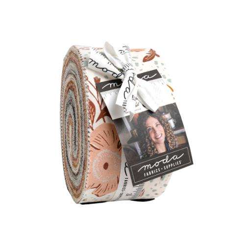 Wellspring Jelly Roll fabric bundle by Moda with 40 pre-order strips in earth tones