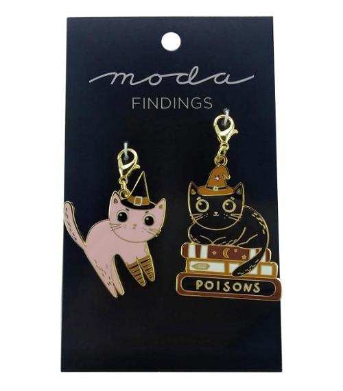 Halloween inspired Cats Zip Charm enamel zipper charms by Elena Amo, 2ct pack