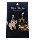 Halloween inspired Cats Zip Charm enamel zipper charms by Elena Amo, 2ct pack