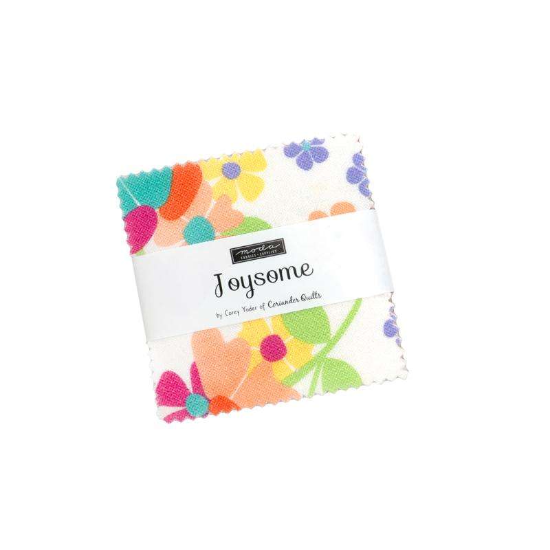 Joysome Mini Charm pack with 42 floral and coordinating fabric squares by Corey Yoder for Moda Fabrics
