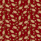 Baubles & Balsam cranberry fabric with gold holiday leaves and green vines by Kim Diehl