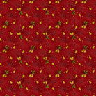 Baubles & Balsam Pear Orchard Cranberry red fabric with yellow pears and green leaves pattern by Kim Diehl