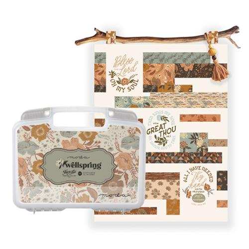 Limited edition Moda Collectors Series Wellspring fabric bin with quilt pattern and exclusive goodies by Stephanie Sliwinski