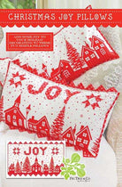 Christmas Joy Pillows pattern with red village and star designs for holiday decor by Fig Tree & Co.