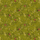 Baubles & Balsam pressed flowers evergreen fabric by Kim Diehl with olive green and red floral quilt design