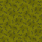 Baubles & Balsam Heart Sprays Evergreen fabric with olive green and holiday-themed floral pattern