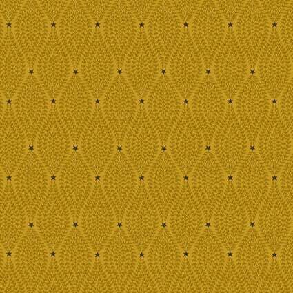 Baubles & Balsam gold fabric with acanthus leaf pattern by Kim Diehl, sold by Henry Glass