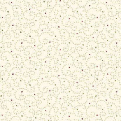 Baubles & Balsam Winter Vines Cream fabric with olive green and red vine pattern by Kim Diehl